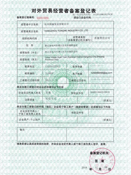 Export License of Bliss Sourcing 1 - China Sourcing Agent Company